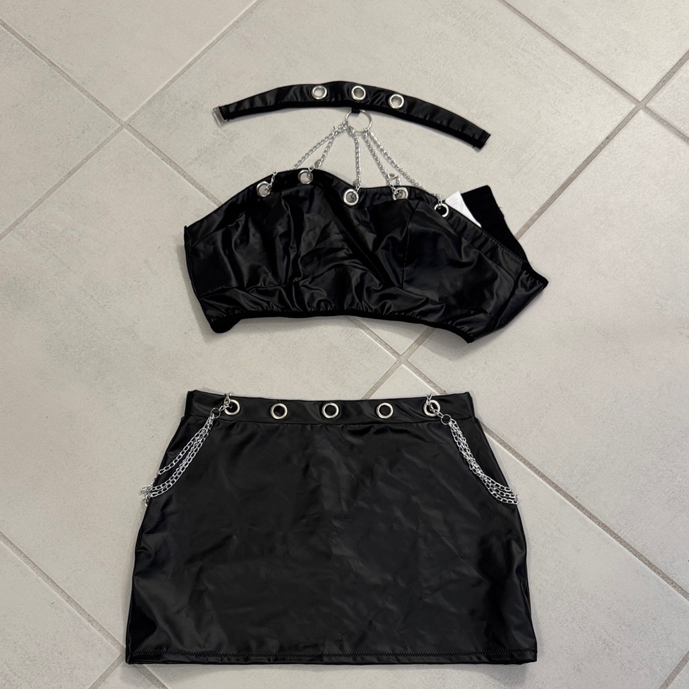 Black Chain-Embellished Skirt
